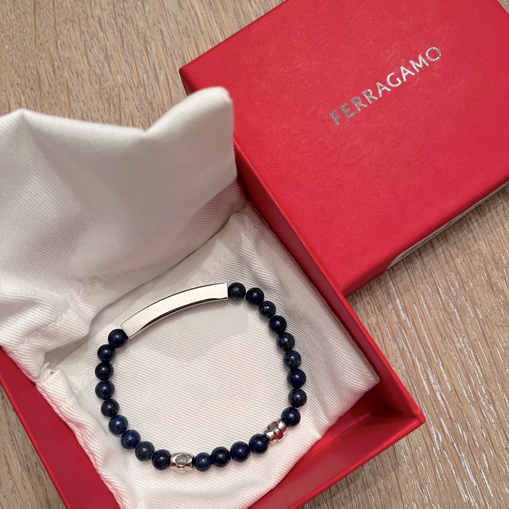 NIB Salvatore Ferragamo Lapis Lazuli Bracelet - Picture 2 of 8